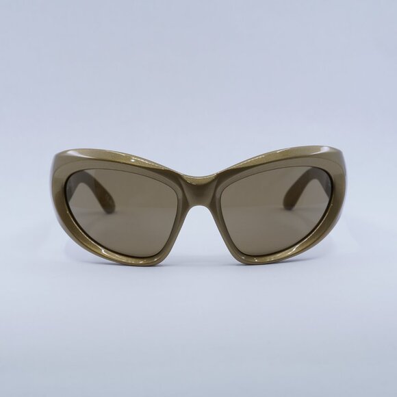 Balenciaga BB0228S 004 Sunglasses Gold Geometric Frame, Brown Mirror Lenses main image 7